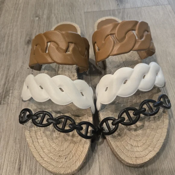 HERMES Gwen Espadrilles Sandals Slides Size 38 - Picture 3 of 8